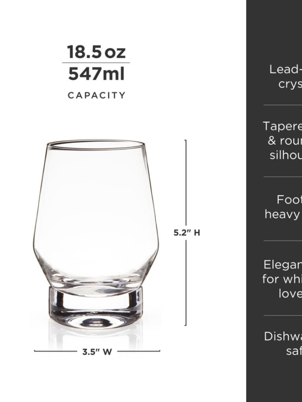 Viski Whiskey Glasses with Heavy Footed Base - Picture 3 of 4